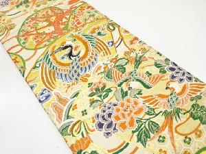 アンティーク　鼓に花鳥模様織出し丸帯（着用可）